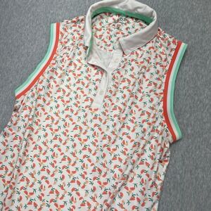 IZOD Performance Womens Sleeveless Golf‎ Polo XS Orange Citrus Print White Top